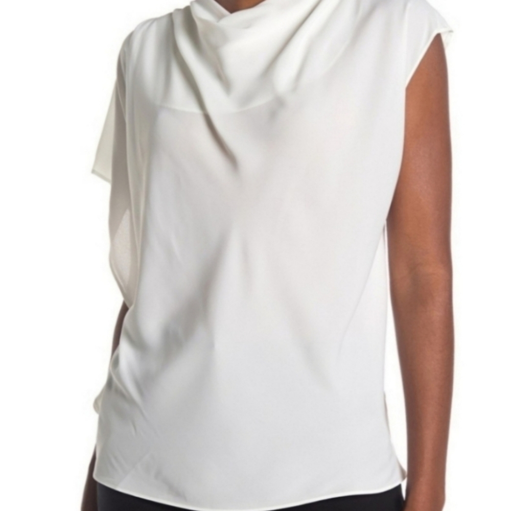 H Halston Asymmetrical Sleeve Top, L & XL